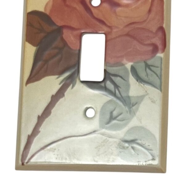 Ceramic Switchplate Pink Roses Made in Canada Single Toggle - Picture 5 of 6